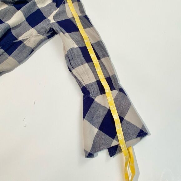 Cloth & Stone blue check tie front gauzy blouse - Picture 8 of 9